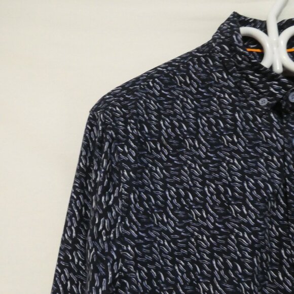 MODERN AMUSEMENT | medium | Stylish Dark Blue Patterned Shirt | Chest Pocket - Picture 3 of 16